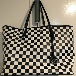 Michael Kors black and white large tote